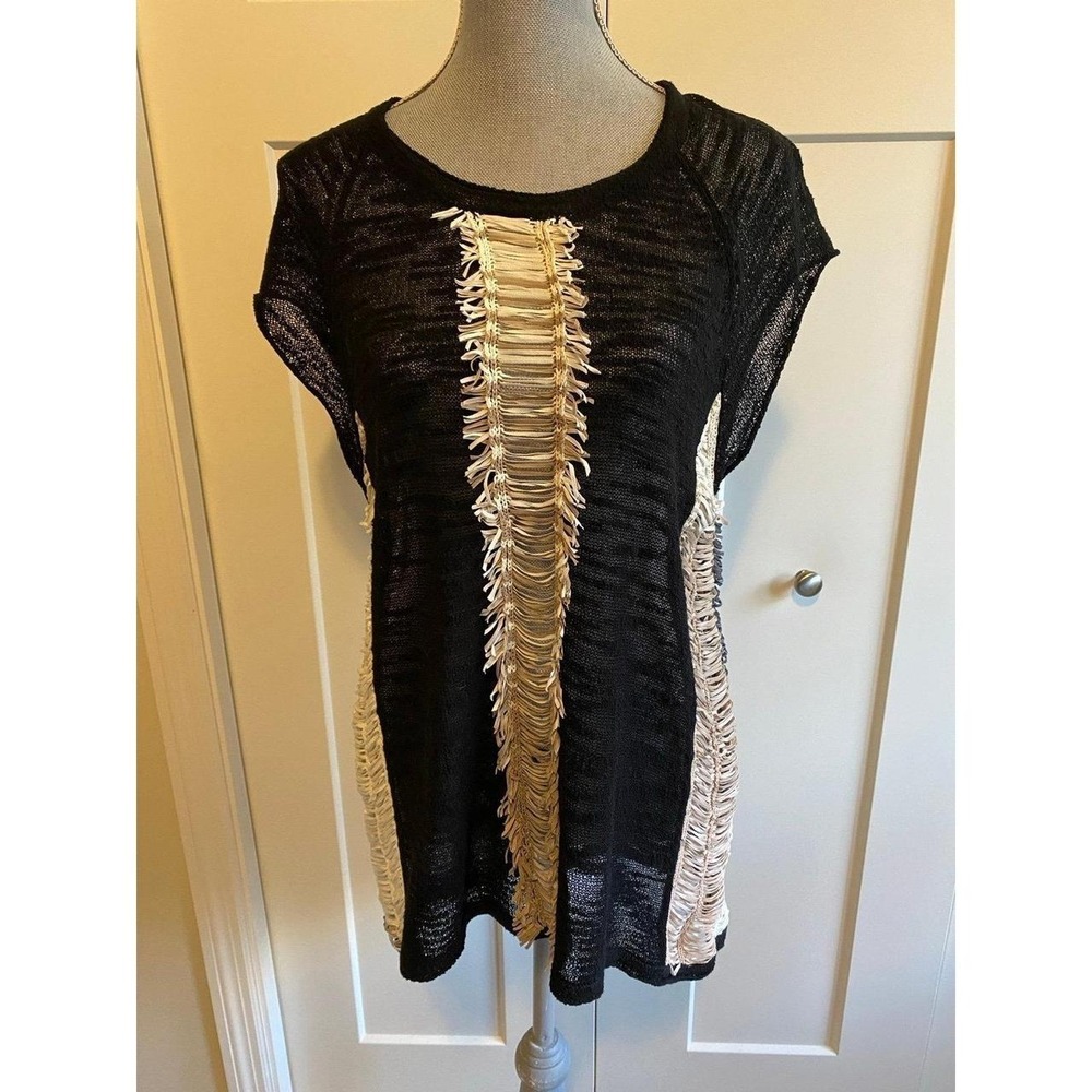 Curio New York XL Knit Cap Sleeve T Shirt Lagenlook Boho Travel Coverup s50